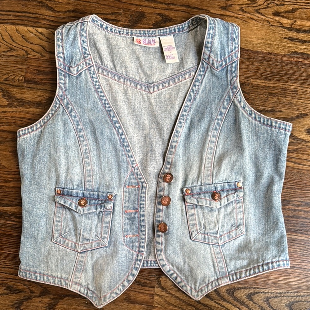 Vintage Bill Blass Light Blue Denim Vest